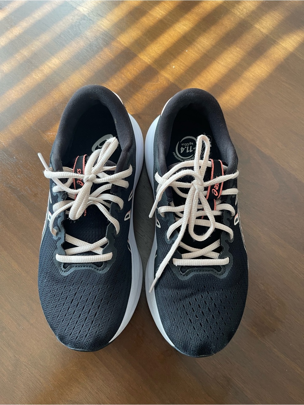 Asics Black Athletic Running Shoes with White Laces